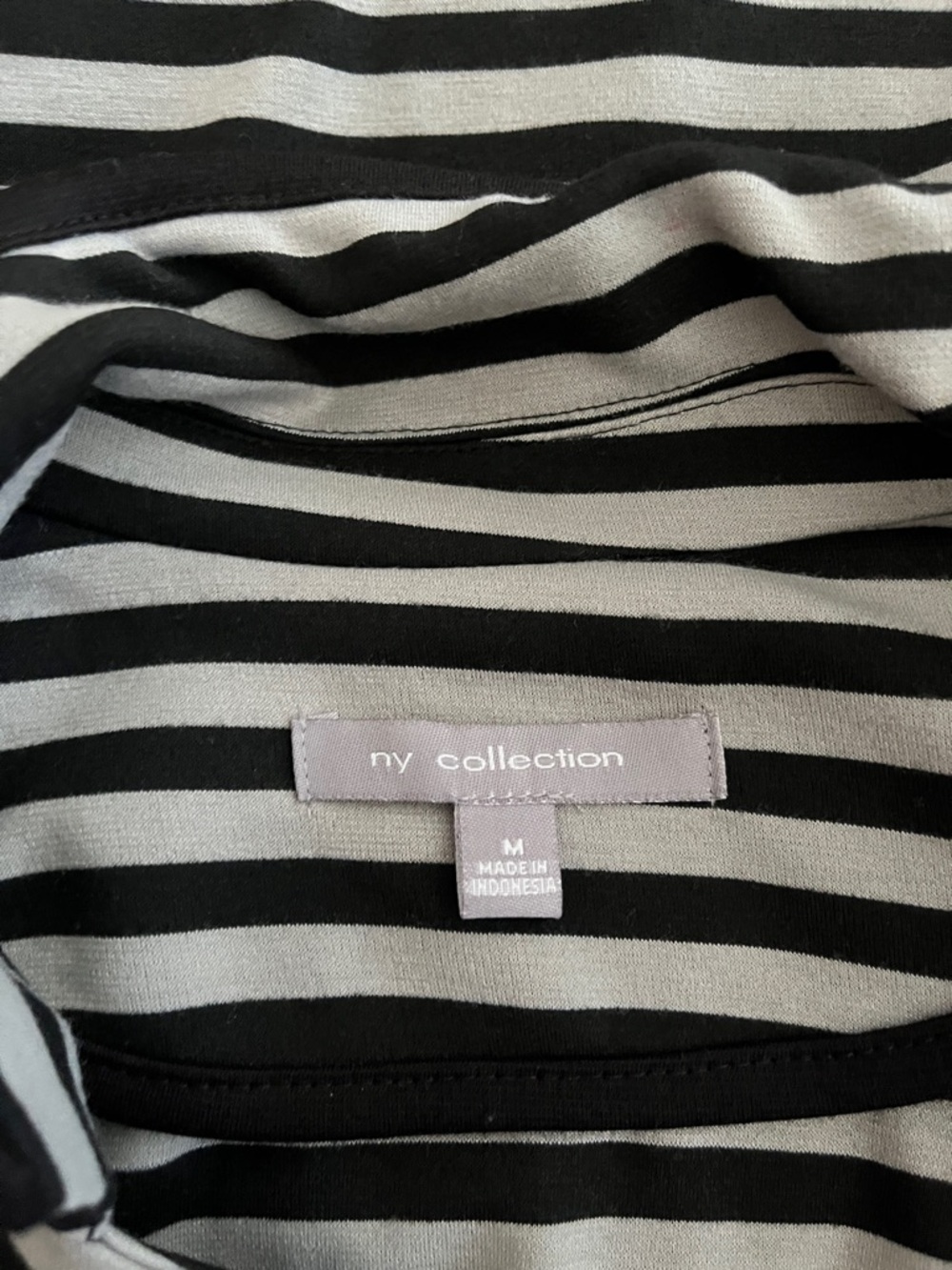 NY Collection Black and Gray Striped Top